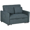 DodiOnline Loveseat Sofa Bed, Convertible Bed Settee with 2 Cushions, Side Pockets for Living Room, Charcoal Grey