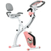 DodiOnline 2-in-1 Folding Exercise Bike with 8-Level Magnetic Resistance, Arm Resistance Band, Pulse Sensor, Pink