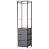 DodiOnline Coat Rack with 3 Drawers Storage Rack with Steel Frame for Bedroom Hallway Home Furniture Grey