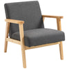 DodiOnline Fabric Accent Chair for Living Room, Arm Chair with Rubber Wood Frame and Padded Cushion, Dark Grey