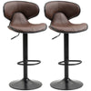 DodiOnline Adjustable Swivel Bar Stools Set of 2, Barstools with Footrest and Backrest, Steel Frame Gas Lift, for Kitchen Counter Dining Room, Brown