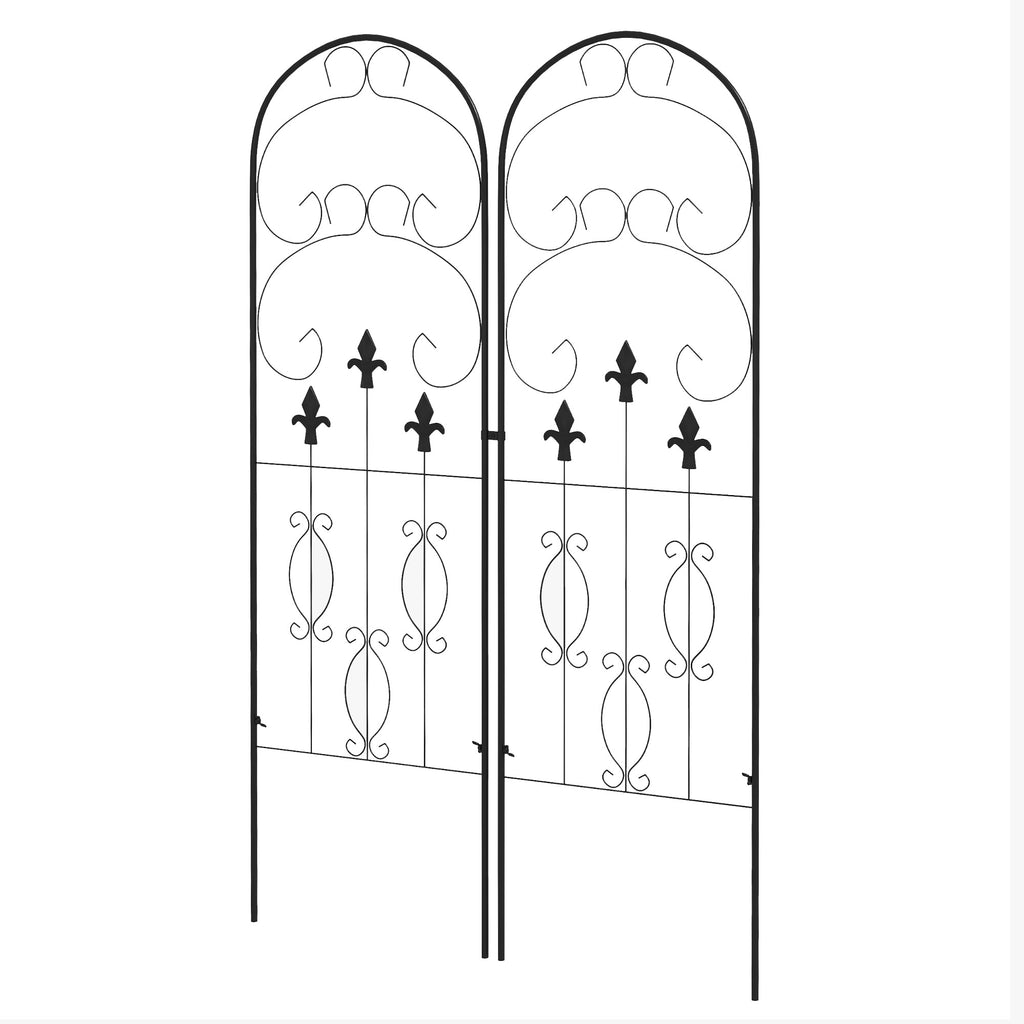 DodiOnline Metal Trellis Set of 2, Garden Trellis for Climbing Plants Support Frames, Scrolls Design