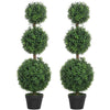 DodiOnline Set of 2 Decorative Artificial Plants, Topiary Ball-shaped Boxwood Trees in Pot, Fake Plants for Home Indoor outdoor Decor, 100cm, Green