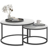DodiOnline Set of Two Marble-Effect Stacking Tables - Black/White