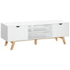 DodiOnline TV Stand Cabinet for TVs up to 65", Media Unit w/Wood Legs Storage Shelves Entertainment Center Modern Living Room Home Furniture White