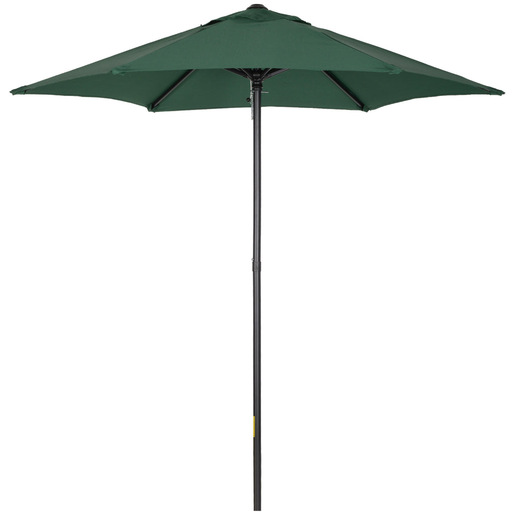 DodiOnline 2m Garden Parasol Umbrella, Outdoor Sun Shade with 6 Sturdy Ribs for Balcony, Bench, Garden, Green