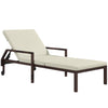 DodiOnline Outdoor Sun Lounger, Rattan Wicker Chaise Recliner with 5-Level Adjustable Backrest and 2 Wheels