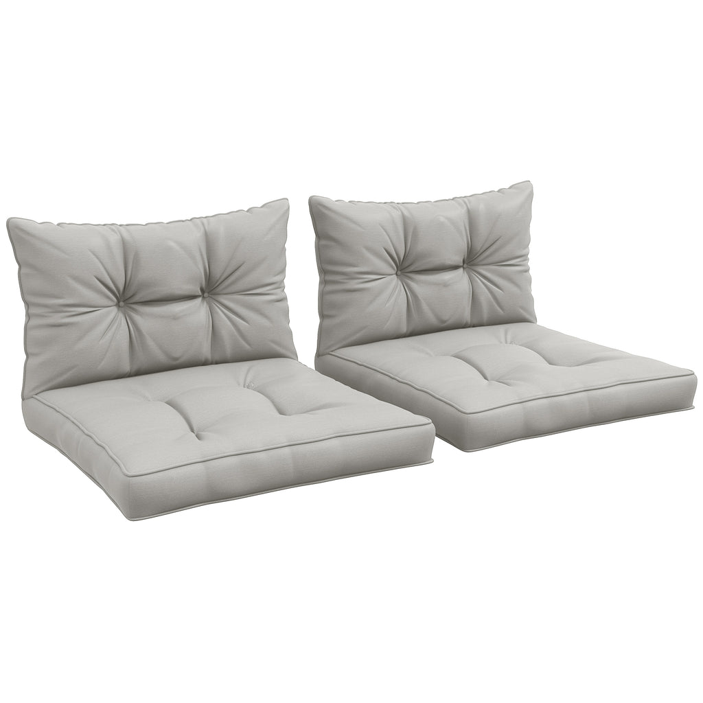 DodiOnline 2-Piece Seat Cushions Back Pillows Replacement, Patio Chair Cushions Set for Indoor Outdoor, Light Grey