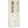 DodiOnline Freestanding Kitchen Cupboard, 5-tier Storage Cabinet with Adjustable Shelves and Drawer for Living Room, Dining Room, Cream White