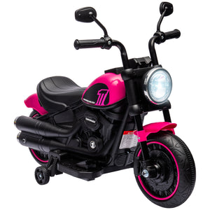 DodiOnline 6v Electric Motorbike with Training Wheels, One-Button Start - Pink