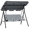DodiOnline Three-Seater Garden Swing Chair, with Adjustable Canopy - Grey Stripe