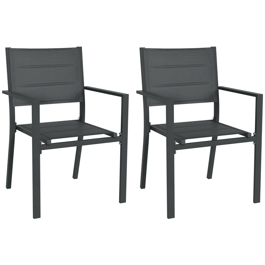 DodiOnline Set of Two Aluminium Stacking Garden Chairs - Dark Grey