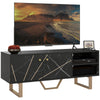 DodiOnline TV Stand Cabinet for TVs up to 50 Inches, TV Unit with Storage Shelves and Cupboard for Living Room, Black Marble Tone