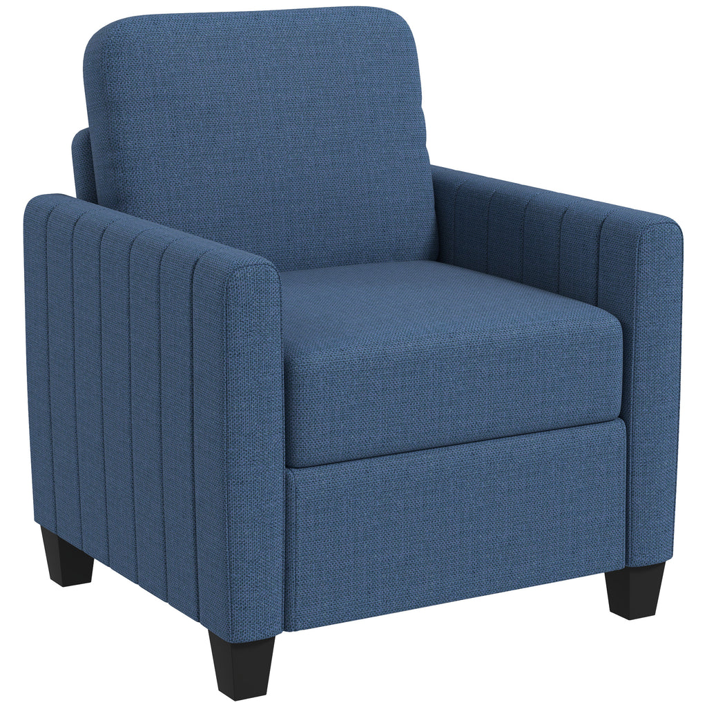 DodiOnline Modern Boxy Linen-Look Armchair - Blue
