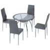 DodiOnline Five-Piece Dining Set, with Padded Chairs and Glass-Top Table - Grey