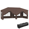 DodiOnline 3 x 6 m Pop Up Gazebo with Sides and Windows, Height Adjustable Wedding Camping Party Tent Canopy Marquee with Storage Bag for Garden, Event, Brown