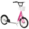DodiOnline Kids Scooter, Kick Stunt Scooter with Adjustable Handlebar, Dual Brakes, Basket, Cupholder, Mudguard, 16" Inflatable Rubber Wheels, for 5-12 years, Pink