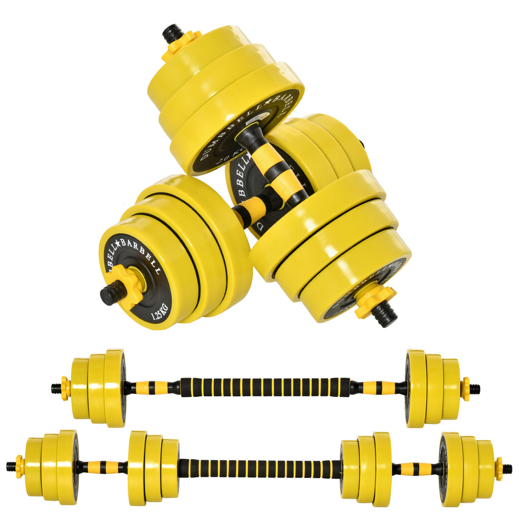DodiOnline 20KG Dumbbell & Barbell  Adjustable Set Plate Bar Clamp Rod Home Gym Sports Area Exercise Ergonomic