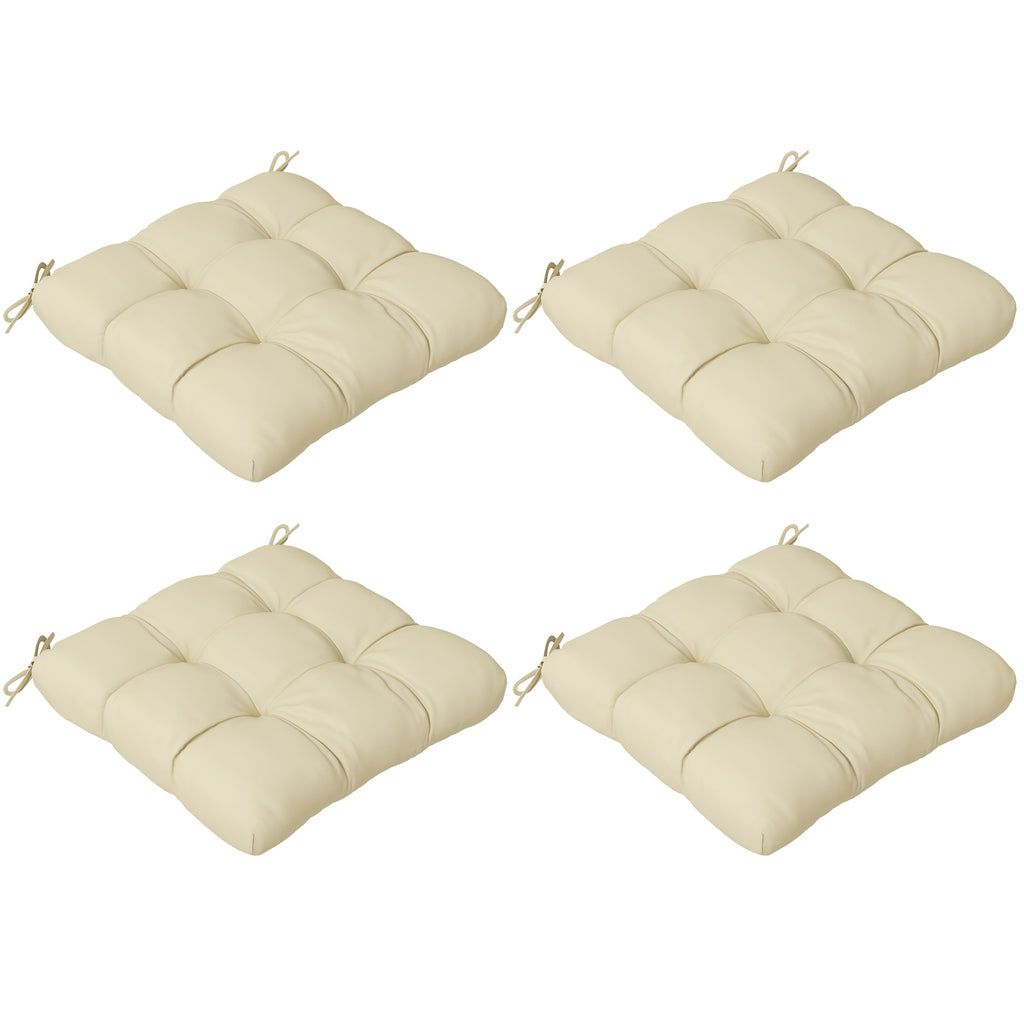 DodiOnline 4-Piece Seat Cushion Pillows Replacement, Patio Chair Cushions Set with Ties for Indoor Outdoor, Beige