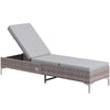 DodiOnline Outdoor PE Rattan Sun Lounger, Multi-position Backrest Adjustable Single Recliner Sunbed Daybed with Removeable & Washable Cushion, for Patio, Garden, Light Grey