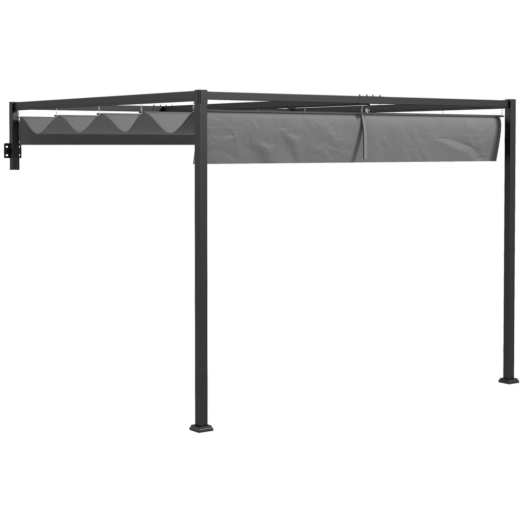 DodiOnline 2 x 3(m) Lean To Steel Pergola, with Moving Fabric Canopy - Dark Grey