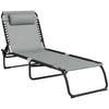 DodiOnline Folding Sun Lounger, with Four-Position Back - Light Grey