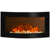 DodiOnline Led Wall Mounted Fireplace Curved Glass Electric Fire Place Fire Place 7 Colour Side Lights Slimline, 1000/2000W, 89.2cm x 48cm