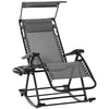 DodiOnline Garden Rocking Chair Folding Recliner Outdoor Adjustable Sun Lounger Rocker Zero-Gravity Seat with Headrest Side Holder Patio Deck - Grey