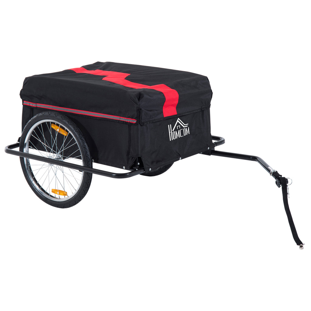 DodiOnline Two-Wheel Bicycle Large Cargo Wagon Trailer Oxford Fabric, Folding Storage, & Removable Cover, Red&Black