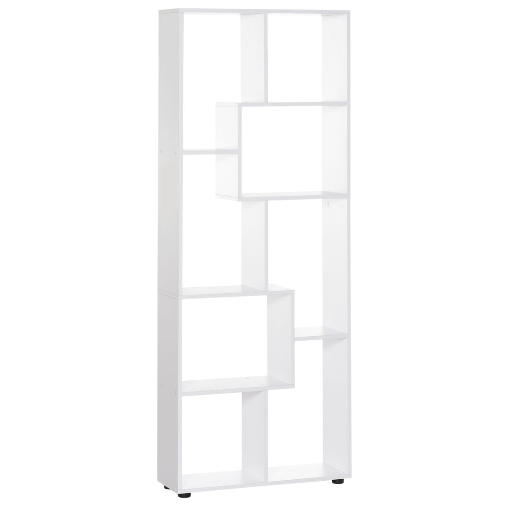 DodiOnline 8-Tier Freestanding Bookcase w/ Melamine Surface Anti-Tipping Foot Pads Home Display Storage Grid Stand Bedroom Living Room Furniture Modern Style - White