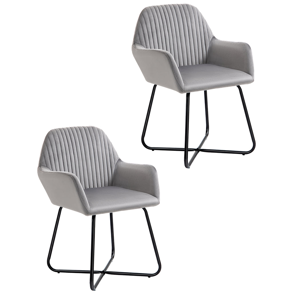 DodiOnline Velvet-Feel Plisse Back Accent Chair - Grey