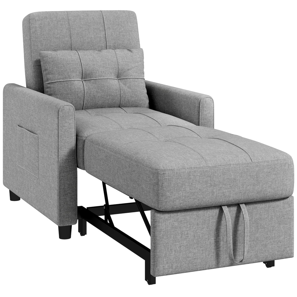 DodiOnline Linen-Look Single Chair Bed - Light Grey