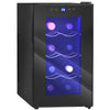 DodiOnline Mini Freestanding Wine Cooler Fridge, 8 Bottle, 21L, 26.5cm Quiet Thermoelectric Under Counter Drinks Beer Wine Fridge with Glass Door, LED Light, Digital Touch Screen, Temperature Control