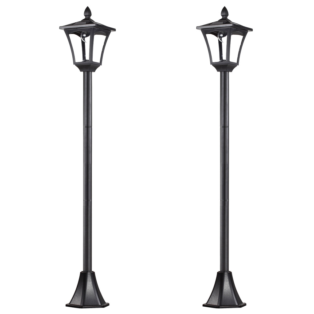 DodiOnline 2 Pieces Outdoor Garden Solar Post Lamp Sensor Dimmable LED Lantern Bollard Pathway 1.6M Tall – Black