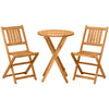 DodiOnline 3 Piece Folding Bistro Set, Wooden Garden Table and Chairs for Outdoor, Patio, Yard, Porch, Teak