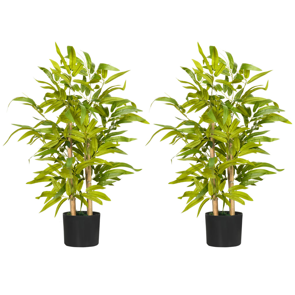 DodiOnline 2 PCs Artificial Plants Bamboo Tree in Pot Desk Fake Plants for Home Indoor Outdoor Decor, 15x15x60cm, Green