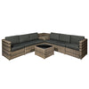 DodiOnline 8 Pieces Outdoor PE Rattan Sofa Set with Cushions, Patio Outdoor Furniture Sets with Glass Top Coffee Table, Storage Corner Table, Mixed Brown