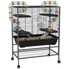 PawHut Large Hamster Cage, Gerbil Cage with Tubes, Storage Shelf, Ramps, Platforms, Running Wheel - Black