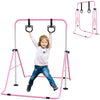 DodiOnline Adjustable Height, Foldable Kids Gymnastics Bar w/ Non-slip Rubber Floor Rings, for 3+ Years, Pink