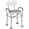 DodiOnline Aluminium Shower Chair with Backs and Arms, Height Adjustable Shower Seat with Removable Padded Cushion, Bath Stool for Seniors, Disabled, Pregnant, White