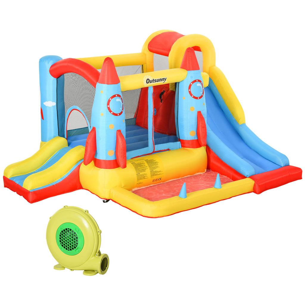 DodiOnline Bounce Castle Inflatable Trampoline Slide Pool Rocket Design 3.4 x 2.8 x 1.85m