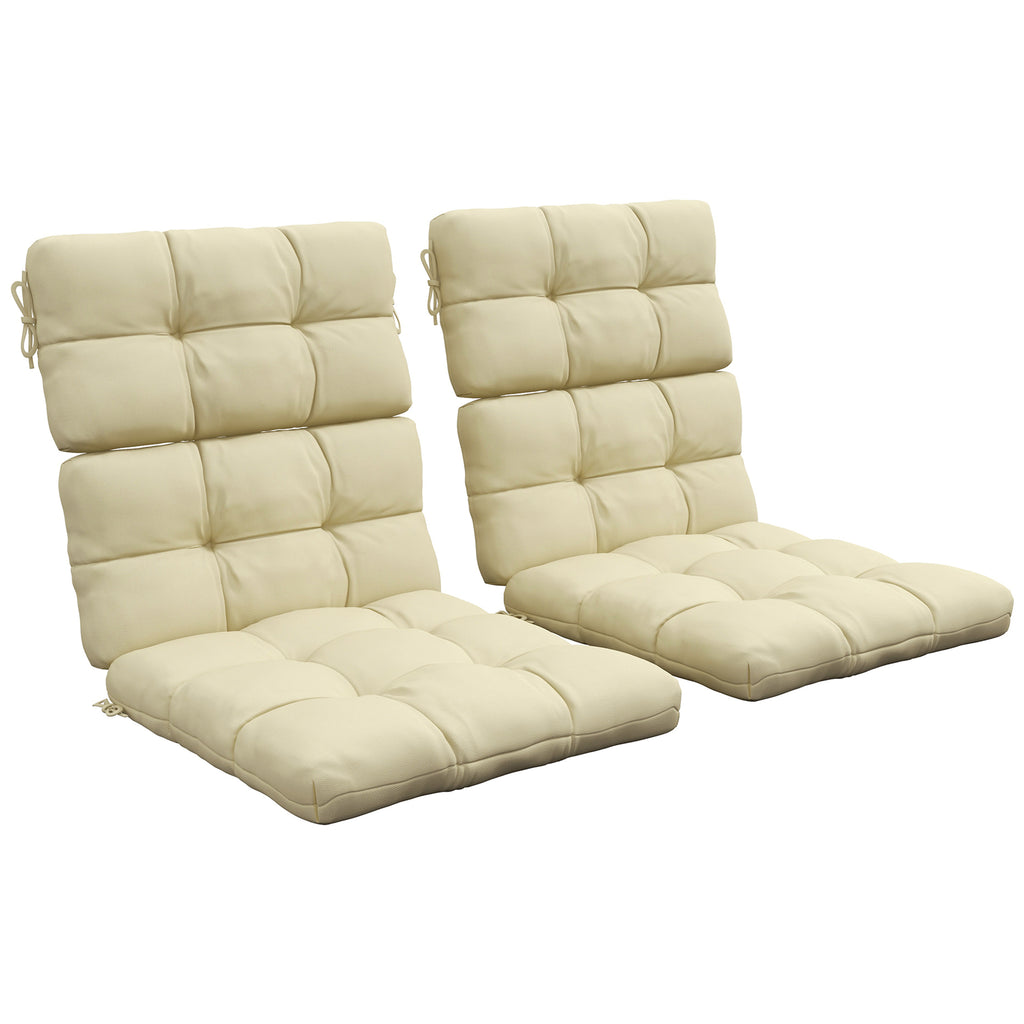 DodiOnline 2-Piece Seat Cushion Replacement with Backrest, Garden Patio Chair Cushions Set with Ties, Beige