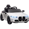 AIYAPLAY 12V BMW Licensed Kids Car, with Easy Transport, Remote Control, Suspension, Music, Horn, LED Lights, White