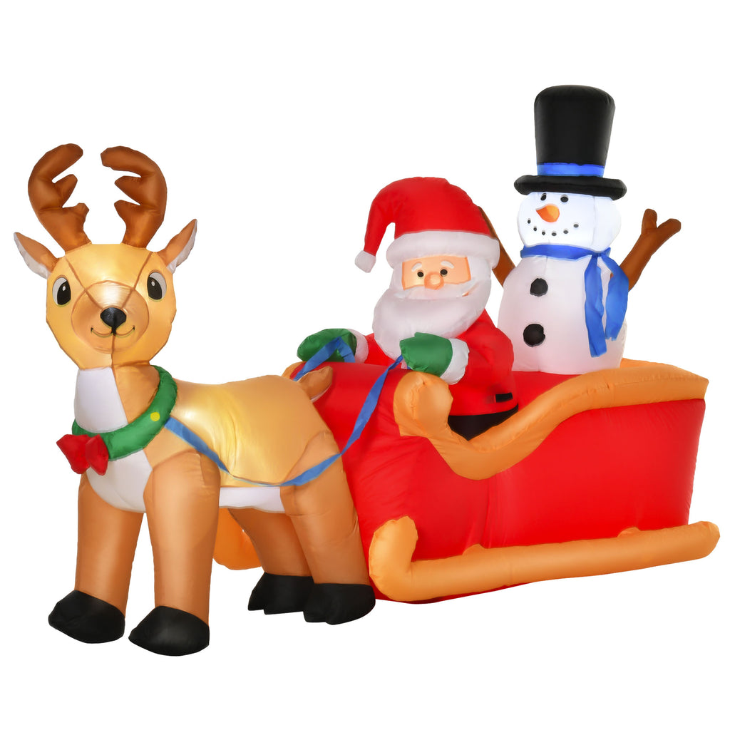 DodiOnline 6.5ft Christmas Inflatable Santa Claus on Sleigh Deer, LED Lighted for Home Indoor Outdoor Garden Lawn Decoration Party Prop
