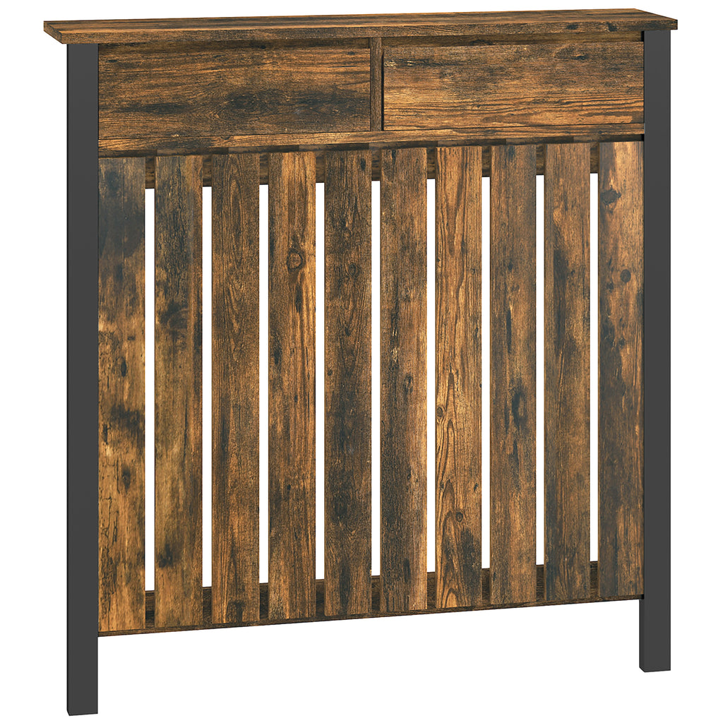 DodiOnline 93 x 88.5cm Rustic-Look Radiator Cover - Brown/Black