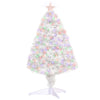 DodiOnline 2.5FT Prelit Artificial Tabletop Christmas Tree with Fibre Optics Holiday Home Xmas Decoration for Table and Desk, White