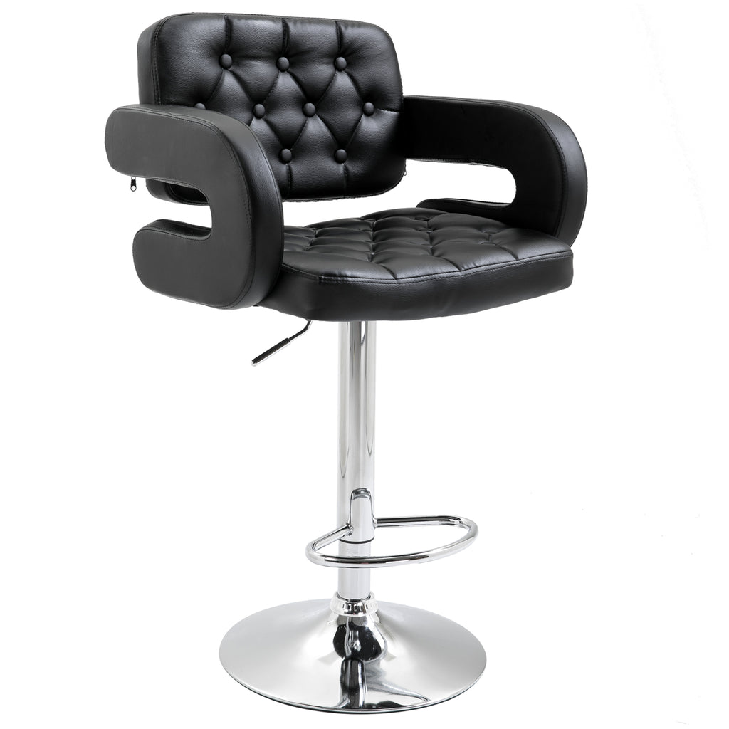 DodiOnline PU Leather Upholstered Swivel Bar Stool, Height Adjustable Barstool with Back, Armrest, Footrest for Kitchen