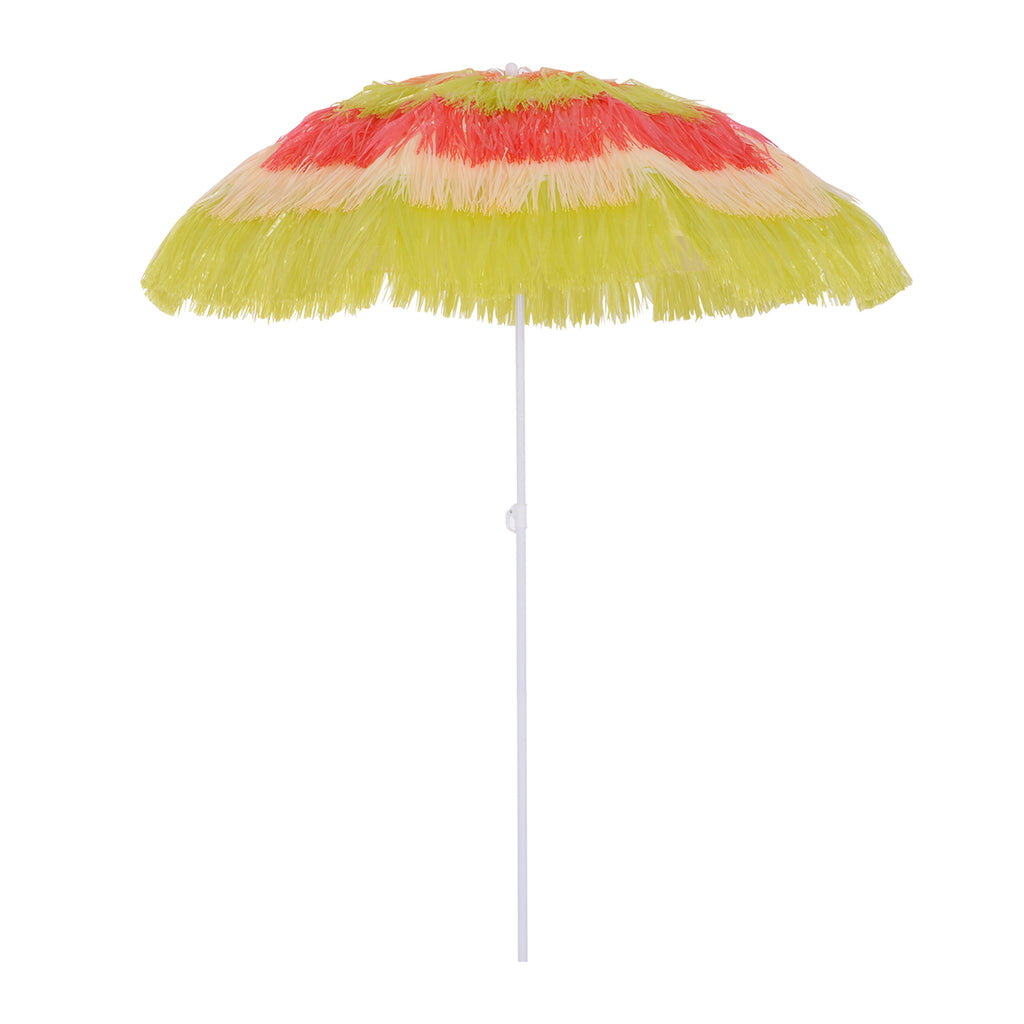 DodiOnline 1.6m Patio Garden Hawaii Beach Sun Umbrella Sunshade Hawaiian Folding Tilting Crank Parasol (Multicolor)