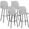 DodiOnline Bar Stools Set of 4, Linen-Touch Upholstered Bar Chairs, Kitchen Stools with Backs and Steel Legs for Dining Room, Light Grey
