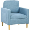 DodiOnline Modern Accent Chair, Comfy Fireside Chair, Upholstered Armchair for Living Room, Bedroom, Home Office, Blue